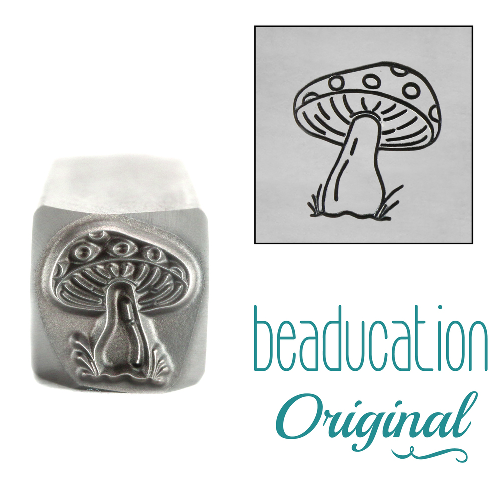 Metal Stamping Tools Mushroom with Dots Metal Design Stamp, 10.5mm - Beaducation Original